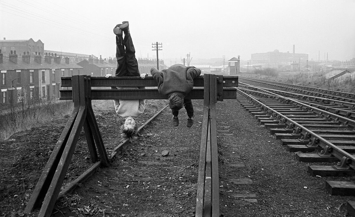 Boys on the rail track Bolton 1970s Photo © Don Tonge _ British Culture Archive.