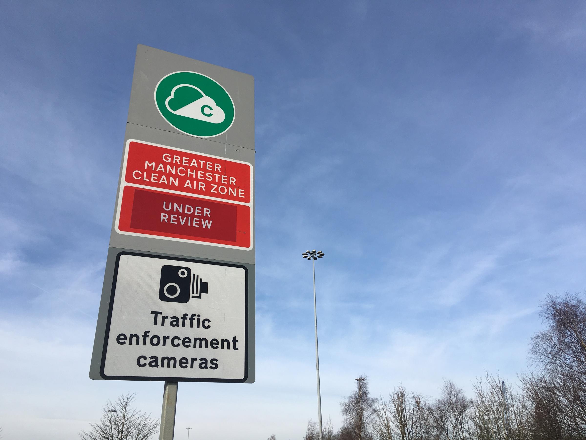 A Clean Air Zone sign in Hollinwood (Picture: LDRS)