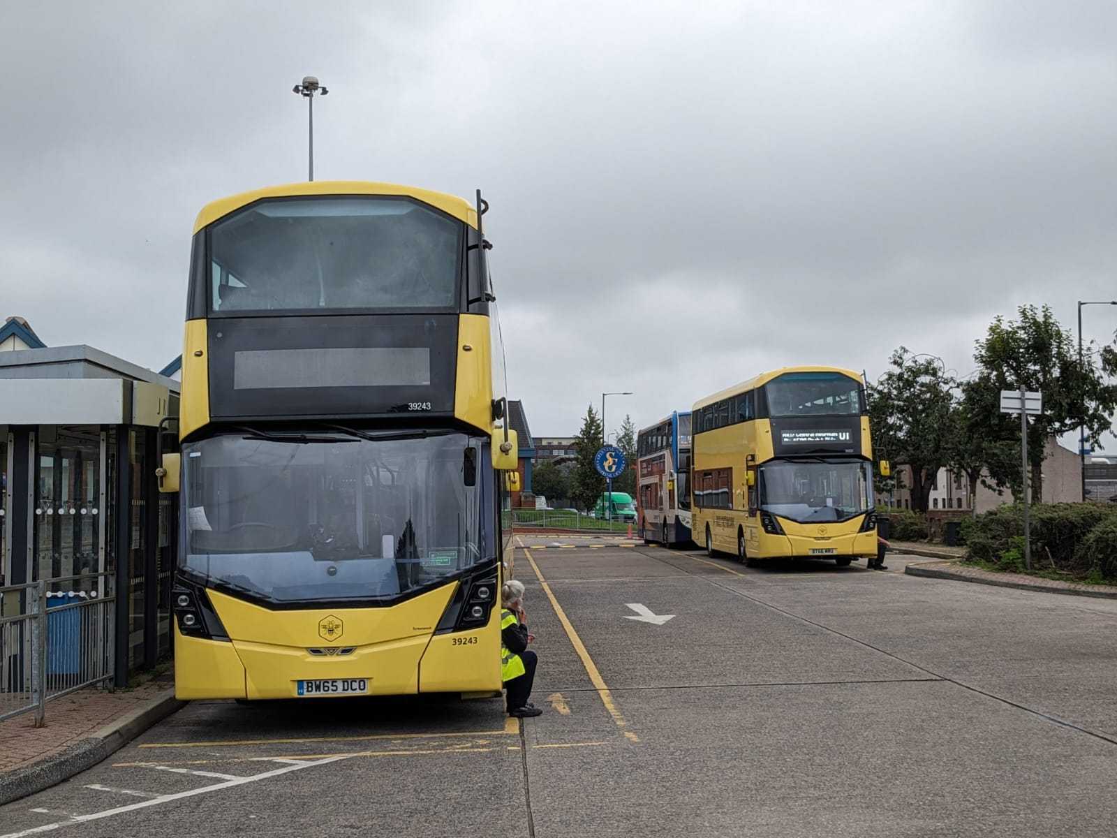 Yellow branded buses at Leigh Bus Station (Picture: LDRS)