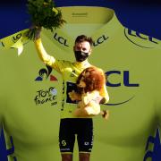 Adam Yates in the yellow jersey. Picture: ASO/Alex Broadway via SWPix
