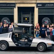 COOL RIDE: Dean arranged for a DeLorean to stop by the School of Rock on the last day of the event in Edenfield