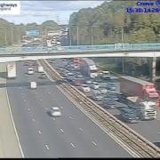 One lane is currently closed due to a broken down vehicle