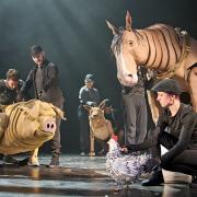 The cast of Animal Farm and (below) Toby Olié in his workshop                                                                                                                          (Pictures: Manuel Harlan)