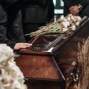 Coffin in a chapel