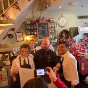 Prime Minister Rishi Sunak at Number Ten Café during a visit to the town on Saturday