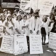 Picket line at Bury General Hospital, 1974