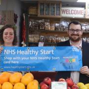 Healthy Start on Bury Market with council leader Eamonn O’Brien and cabinet member Charlotte Morris.