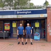 Stewart Hall, right, with his colleague Darin Astbury at Brinnington railway station