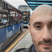 Local Democracy Reporter Joseph Timan waiting for a bus in Prestwich