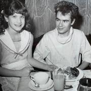 Claire Kingsley from Bury serves breakfast to Nik Kershaw in 1984