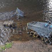 The trolleys along with 56 bags of waste were removed from the Irwell in Radcliffe.