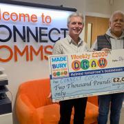 Phil Fellone from the Made In Bury draw team with Connect Comms CEO Oscar Majid