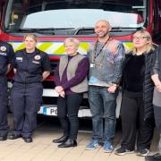 Greater Manchester deputy mayor Kate Green, third from left, during the visit at Ramsbottom fire station