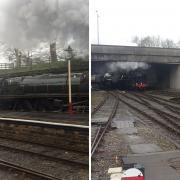The 70000 Britannia and 60007 Sir Nigel Gresley locomotives arriving into Bury Bolton Street Station