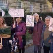 Protesters outside Bury Town Hall on Wednesday