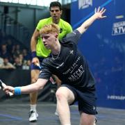 Squash star Finnlay Withington in action