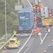 The lorry fire on the M60