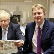 Bolton North East MP Mark Logan with Boris Johnson at the Bolton News office