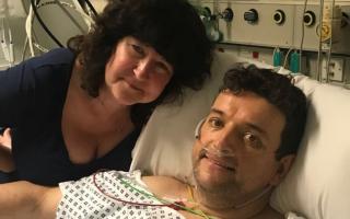 Sean Thorpe with his wife before the transplant surgery