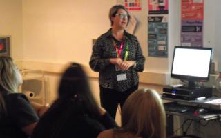 Cheryl Allwood from Safenet delivers one of the awareness sessions to hairdressing students