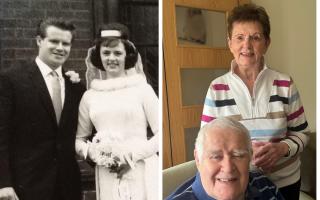 Eddie and Marie Caldwell on their wedding day and a recent picture