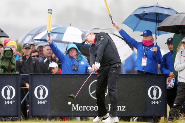 Mark Young, pictured at the Open in 2015, is two rounds away from playing again at the Home of Golf