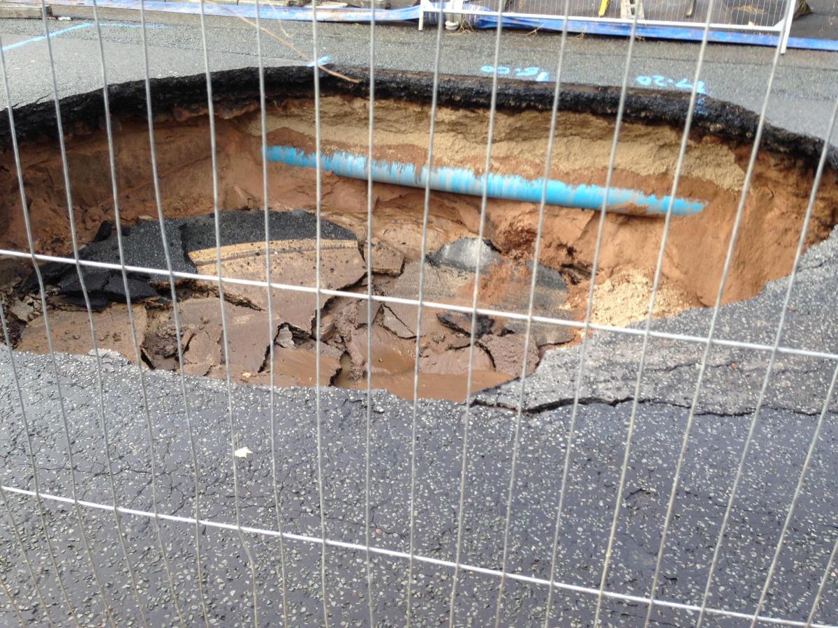 Huge Sinkhole Emerges In Middle Of Heywood Road Prestwich